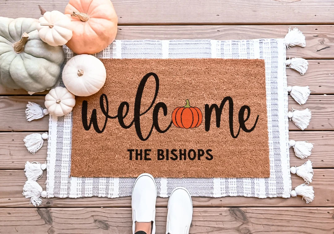 Welcome Pumpkin Pumpkin Doormat Personalized Door Mat Hey - Etsy | Etsy (US)