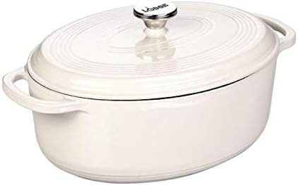 Lodge EC7OD13 Enameled Cast Iron Oval Dutch Oven, 7-Quart, Oyster White | Amazon (US)