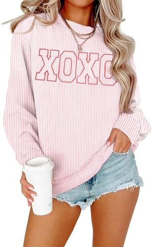 MNLYBABY Valentines Sweatshirt Women Valentine Shirt: Love Heart Shirts Casual Lightweight Long S... | Amazon (US)