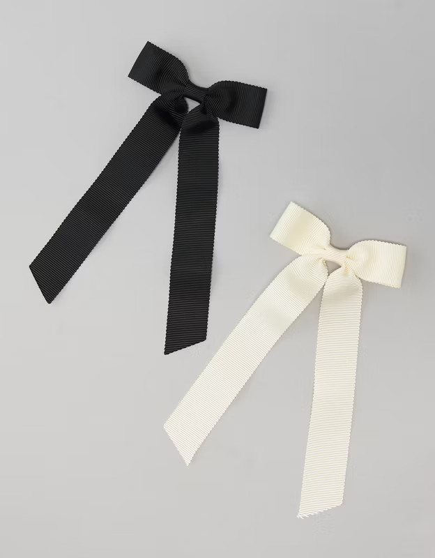 AE Black & Cream Hair Bow 2-Pack | American Eagle Outfitters (US & CA)