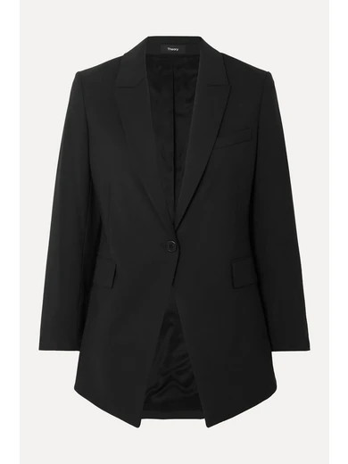 Theory - Etiennette Wool-blend Crepe Blazer - Black | NET-A-PORTER (US)