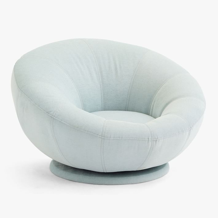 Chenille Washed Pool Groovy Swivel Chair | Pottery Barn Teen