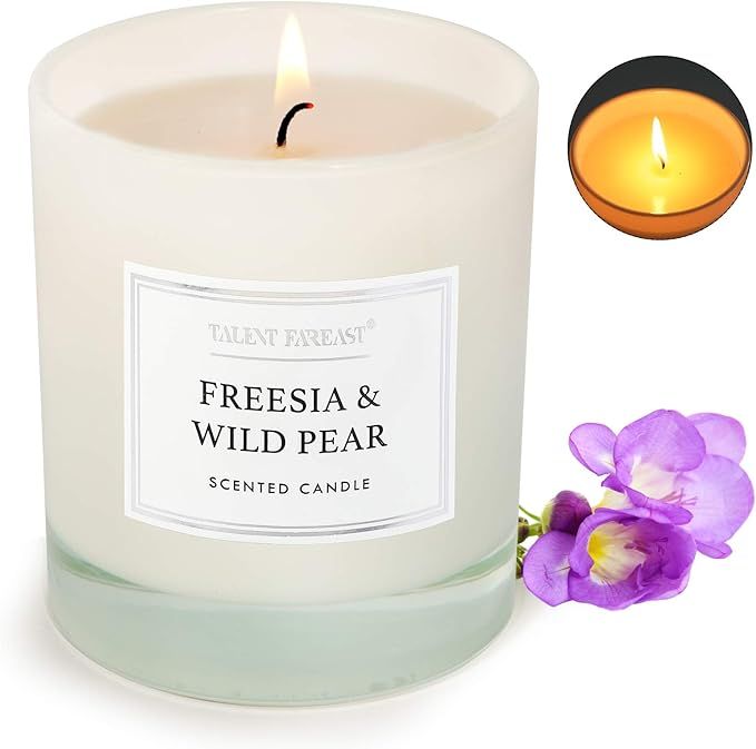 Freesia and Wild Pear Scented Jar Candle for Home 8.8oz Relaxing Soy Wax Candles for Men and Wome... | Amazon (US)