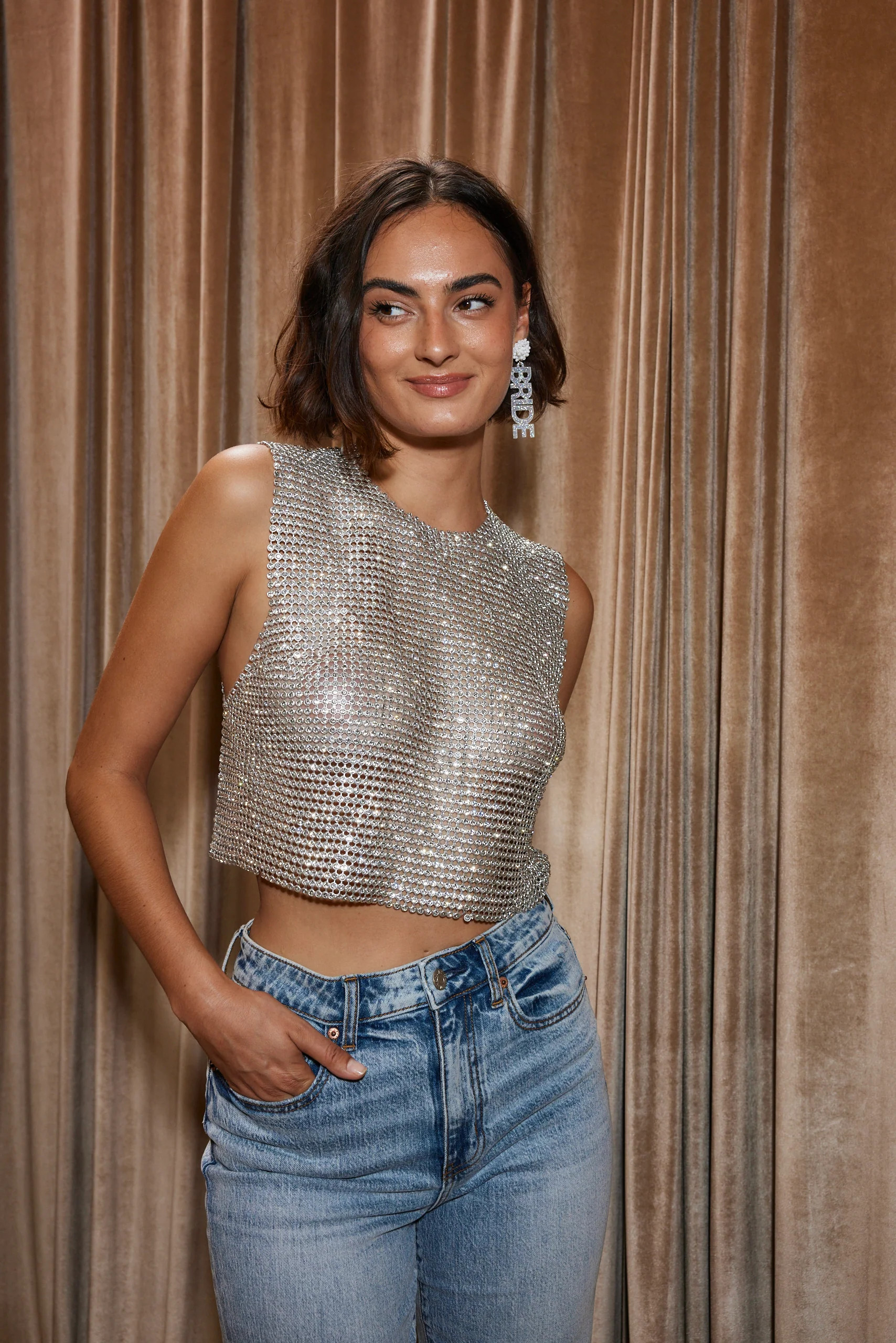 She's a Gem Silver Rhinestone Tank | 12th Tribe