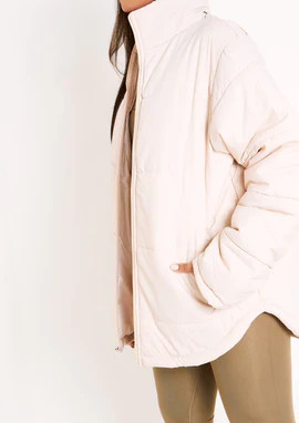 Nalia Stone Oversized Puffa Coat | Missy Empire (UK)