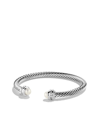 Cable Classics Bracelet with Pearls and Diamonds | Neiman Marcus