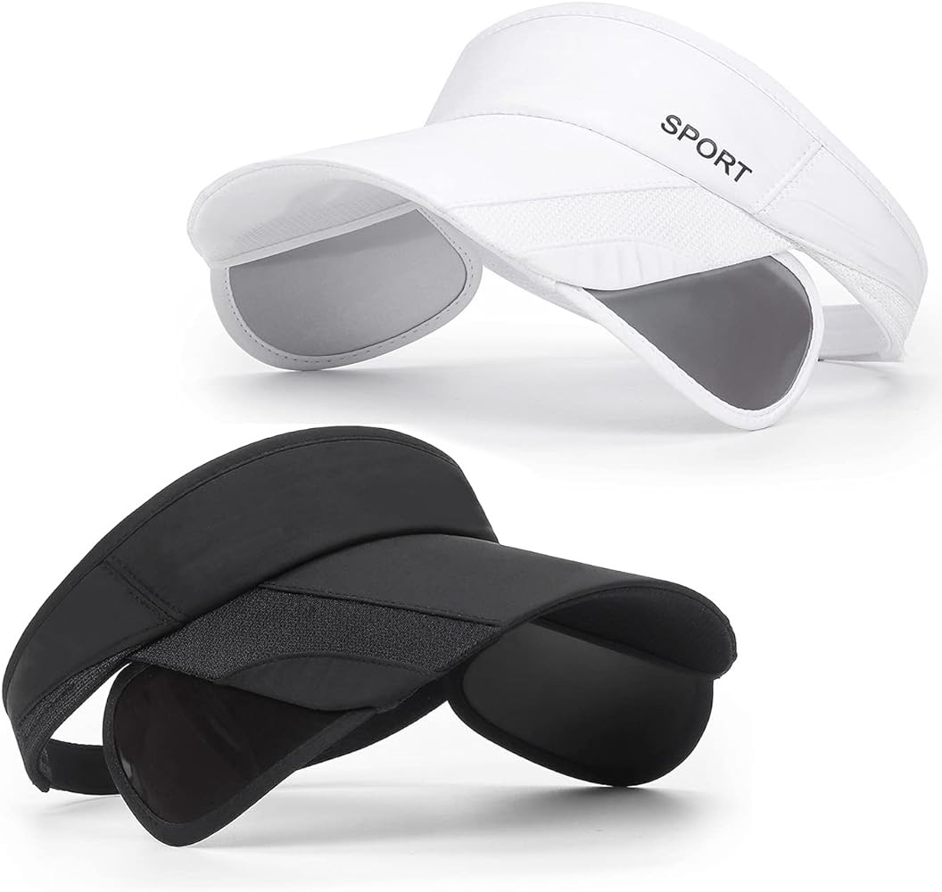2 Pack Sun Golf Visor Hats for Women, Adjustable Retractable Brim Golf Cap Beach Hats for Women | Amazon (US)