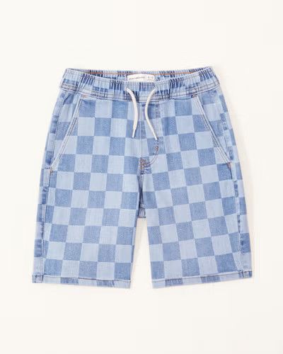 checkerboard denim shorts | Abercrombie & Fitch (US)