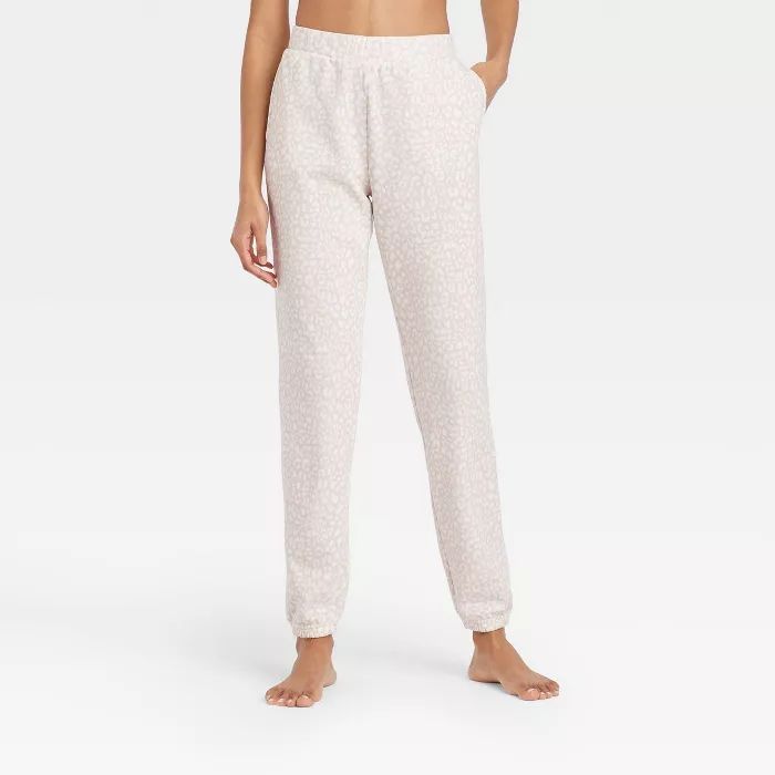 Women's Leopard Print Fleece Lounge Jogger Pants - Colsie™ White | Target