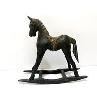 Wooden Rocking Horse Antique Black Color, Dark Stallion Figure, Art, Horse, Gifts, Ornament, Mothers | Etsy (US)