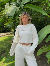 Knitted Waffle Cropped Top | Jubilee Apparel