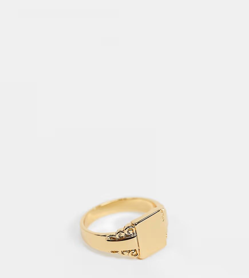 Reclaimed Vintage inspired 14k square signet ring-Gold | ASOS (Global)