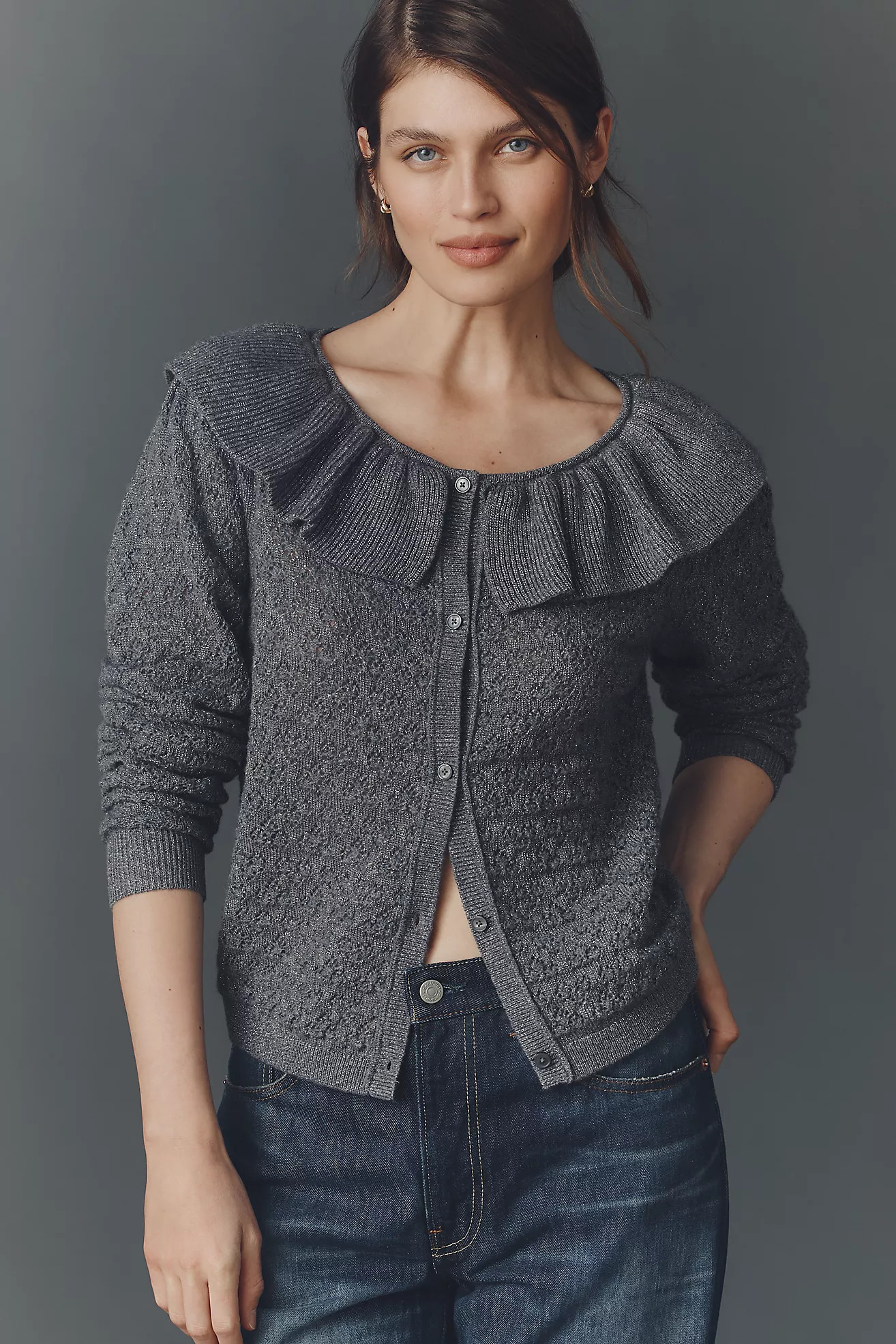 Maeve Pointelle Wool-Blend Cardigan Sweater | Anthropologie (US)