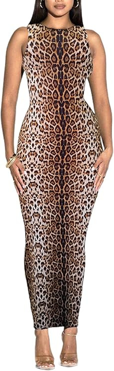 Women's Summer Long Bodycon Dress - Casual Basic Club Party Sleeveless Tank Sheath Dresses | Amazon (US)