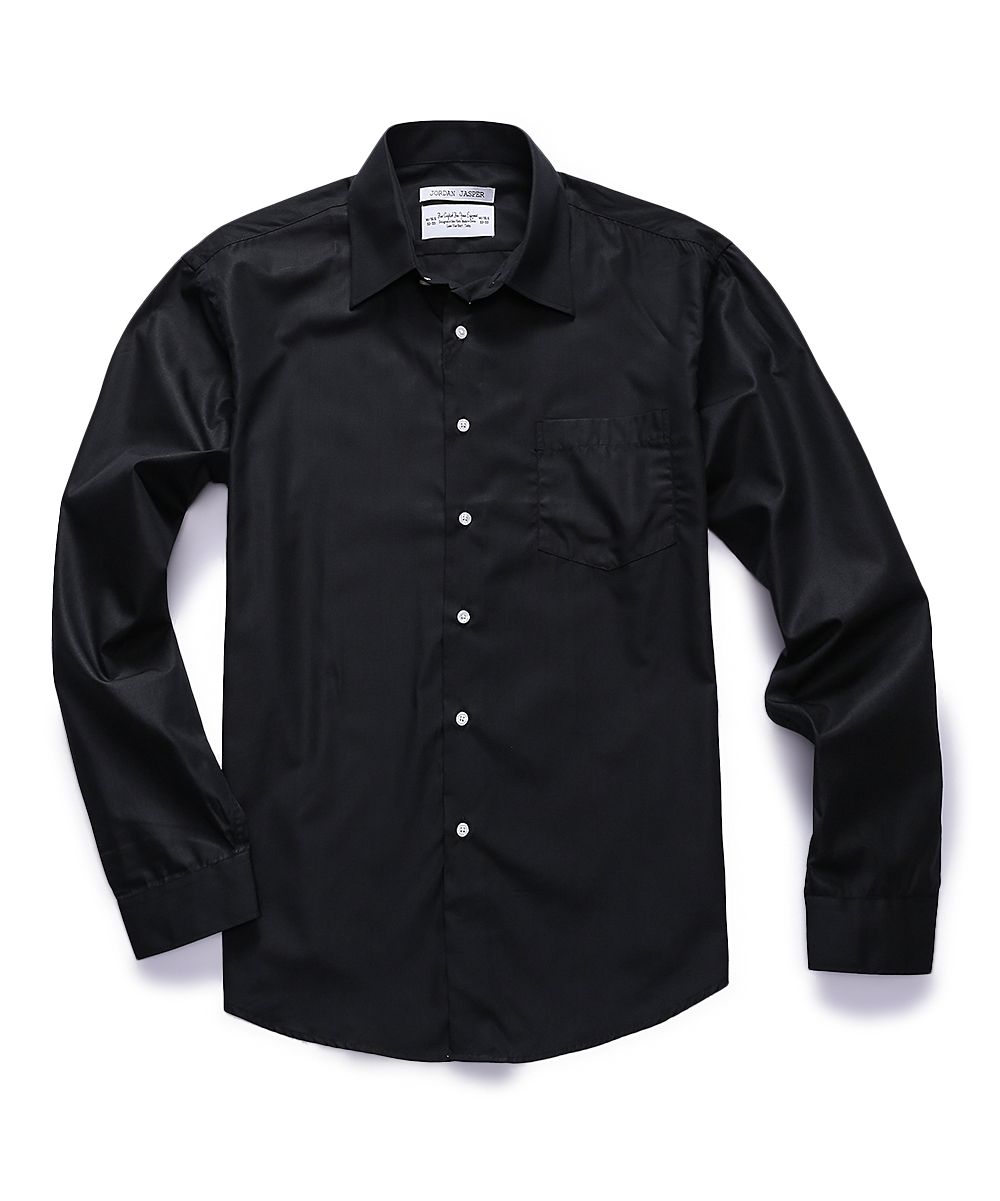 Jordan Jasper Men's Button Down Shirts Deep - Deep Black Untucked Button-Up - Men | Zulily