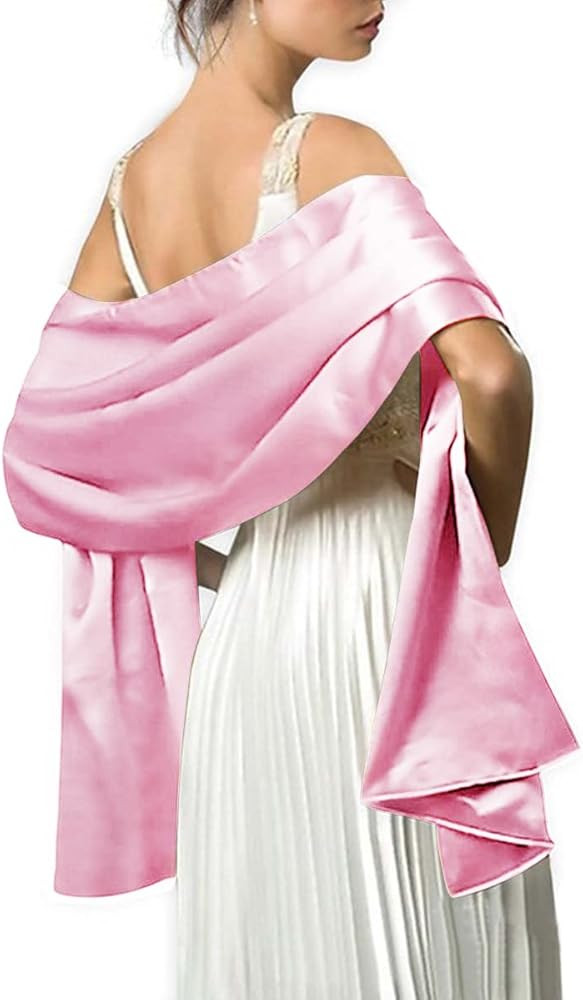 MLMW Shawls and Wraps for Evening Dresses Satin Shawl Wraps for Women Extra Long Wedding Shawls f... | Amazon (US)