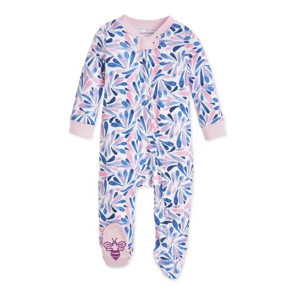 Watercolor Dreams Organic Baby Zip Front Loose Fit Footed Pajamas | Burts Bees Baby