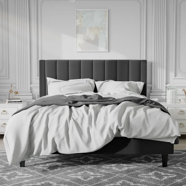Sameko Vegan Leather Wingback Bed | Wayfair North America