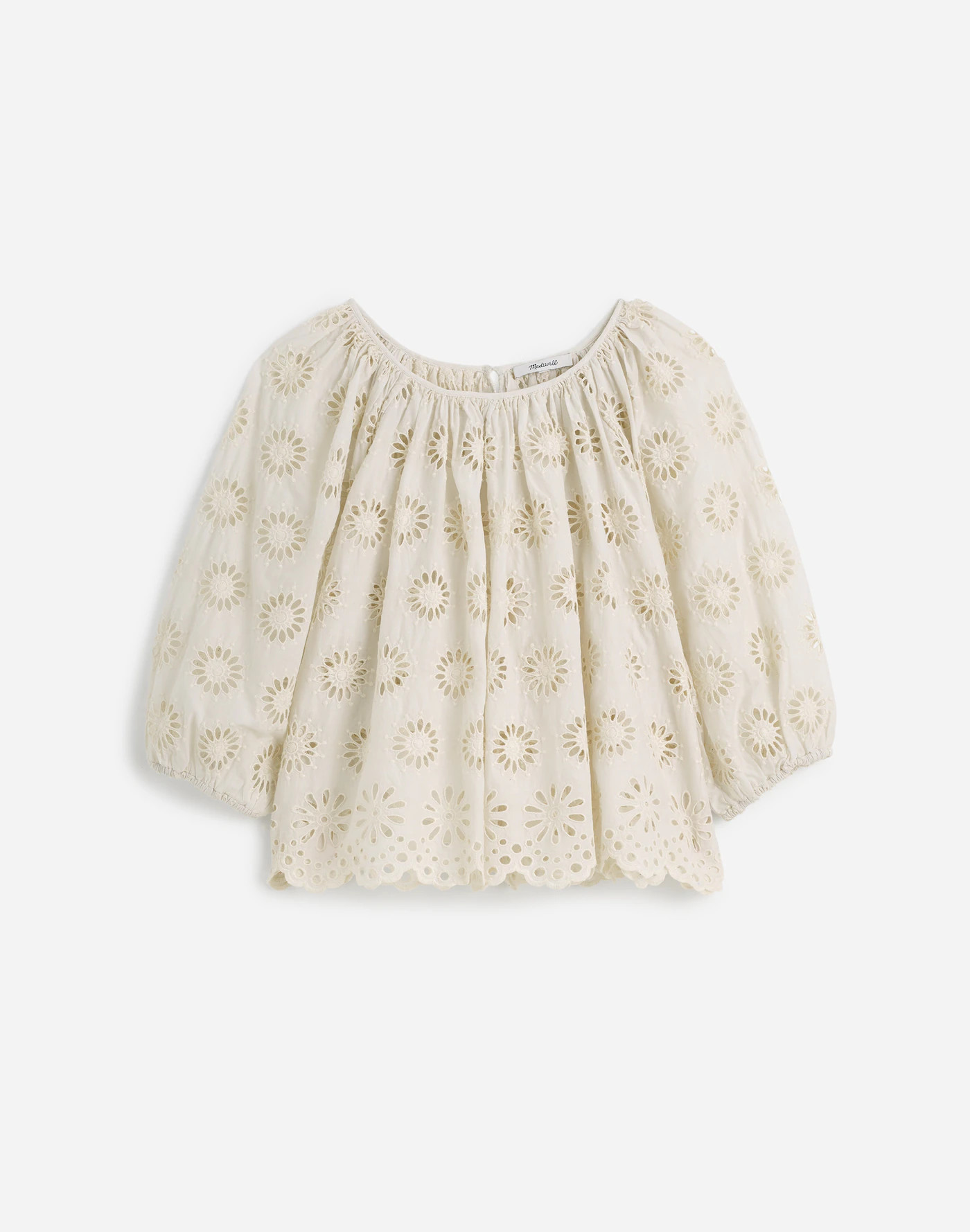 Embroidered Shirred Puff-Sleeve Top | Madewell