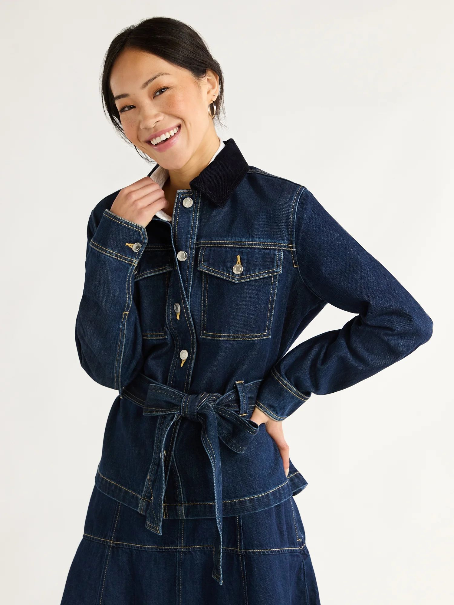 Free Assembly Women's Belted Cotton Utility Jacket, Sizes XS-XXL | Walmart (US)