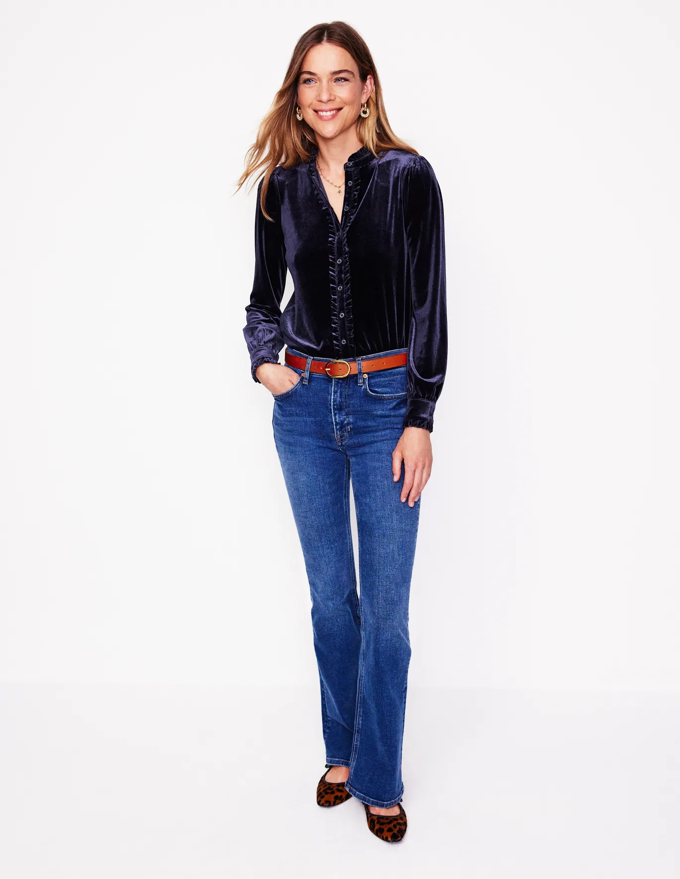 Caroline Jersey Velvet Shirt | Boden UK