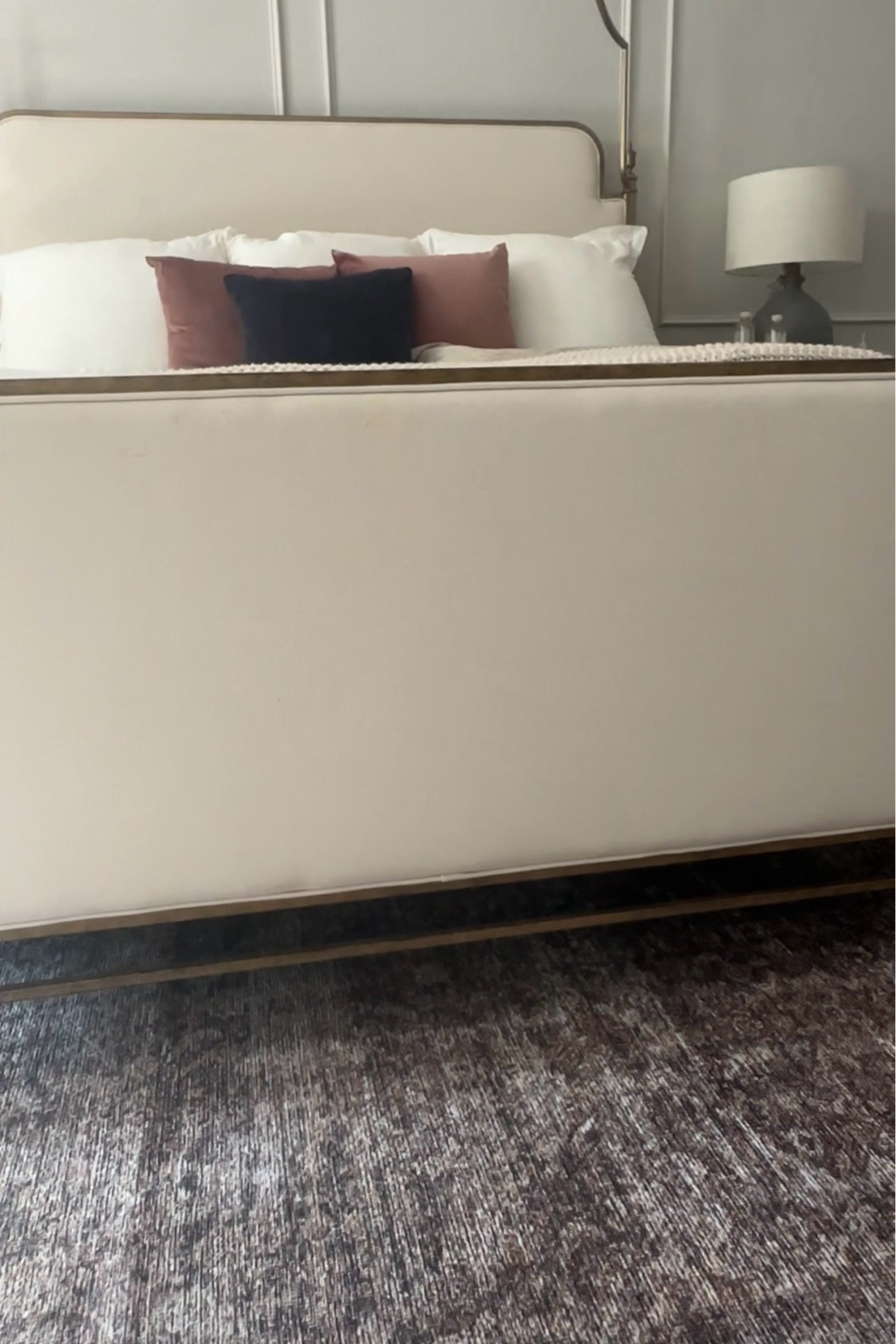 Whitby brass gold upholstered canopy bed with Amazon and Target pillows as a set. Hearth & hand euro. Loloi Billie area rug for bedroom loving family room. Tobacco and rust  

#LTKSaleAlert #LTKFindsUnder50 #LTKHome