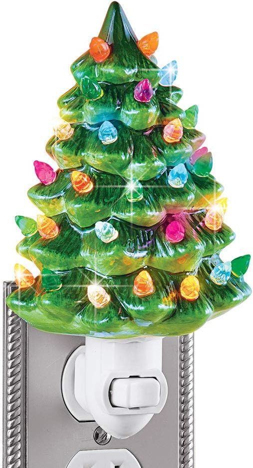 Collections Etc Ceramic Christmas Tree Night Light - 6"H, Nostalgic, Decorative Bathroom Decorati... | Amazon (US)