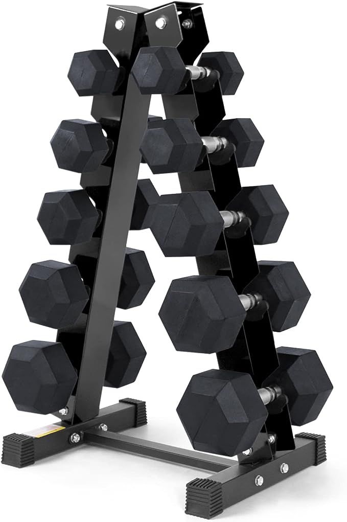 RitFit 250LB/300LB Rubber Hex Dumbbell Sets with Weights Rack, Multiple Color Choices Available, ... | Amazon (US)