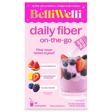 BelliWelli Daily Fiber Supplement with Probiotics, Electrolytes, and Collagen - Stickpack Variety 10 Count | Walmart (US)