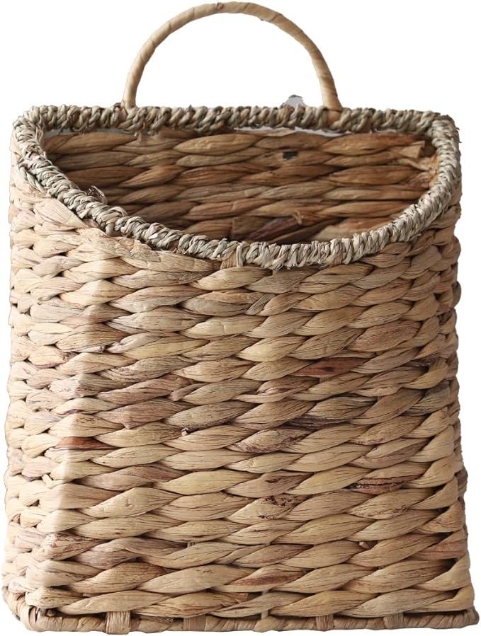 Woven Hanging Basket Water Hyacinth Hanging Wall Basket Wicker Handmade Baskets for Garden Farmho... | Amazon (US)