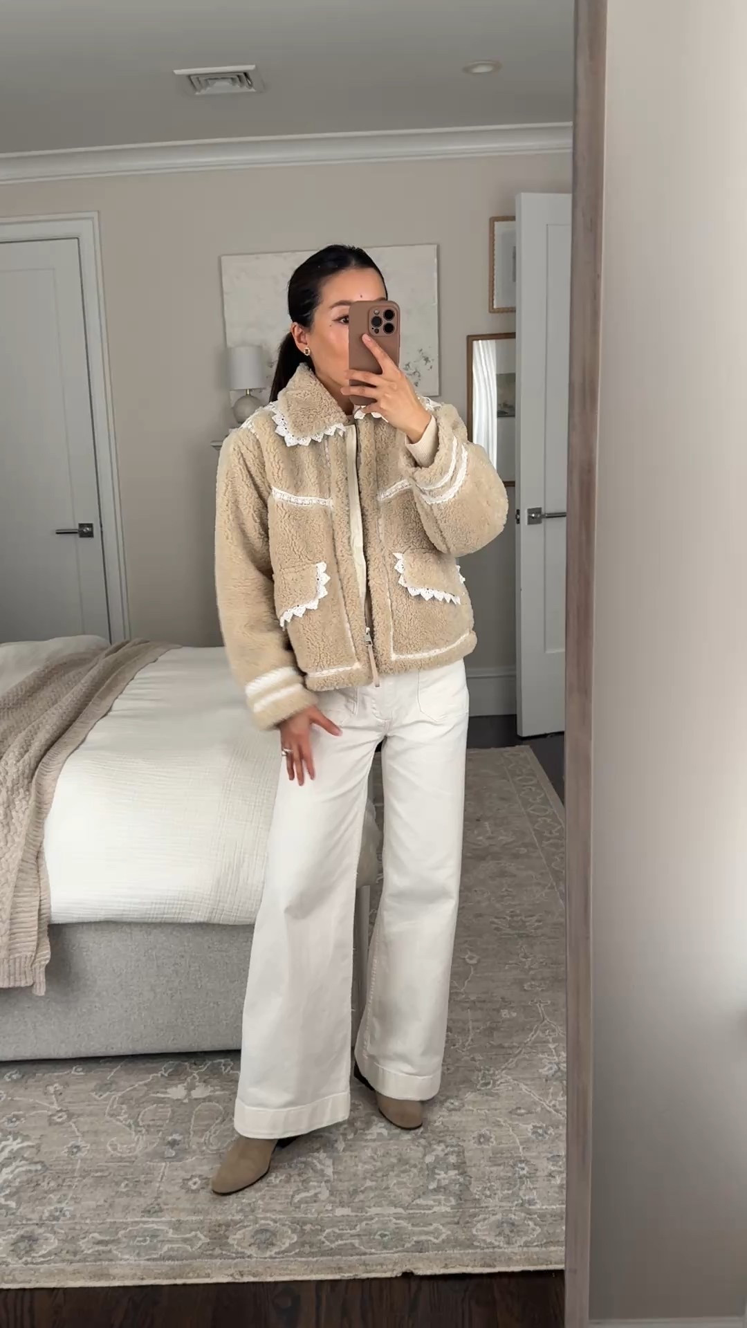 Rounded up unique petite spring jackets from Anthropologie 

• Sherpa Fleece Lace-Trim Crop Jacket xxs petite, TTS, fully lined quilted jacket with lace trim details

• Colette Full-Length Wide-Leg Jeans 24 petite, TTS, full length style with pockets in the front

• Juliet cashmere cardigan sweater xxs, standard sizing is petite friendly, smaller in fit and length is a bit shorter

• Old Blondo boots 5.5

Outfit with jeans, petite friendly wide leg jeans, easy mom outfit

#LTKPetite #LTKSeasonal #LTKootd