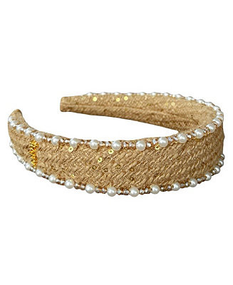 Women's Classic Pearl Headband - Tan | Macy's