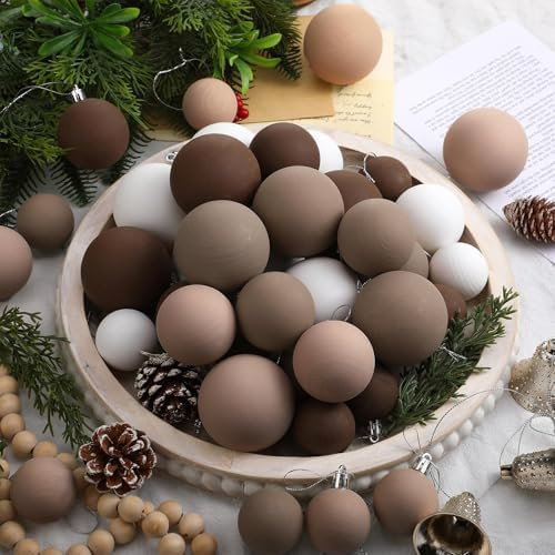 40 Pcs Neutral Matte Christmas Ball Ornaments Textured Rustic Xmas Tree Ornaments 1.57 1.97 2.36 ... | Amazon (US)
