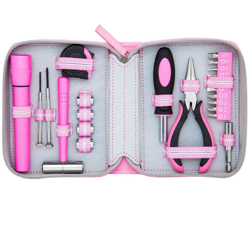 Mini Travel Tool Set Pink Home Organization Pottery Barn  | Pottery Barn (US)