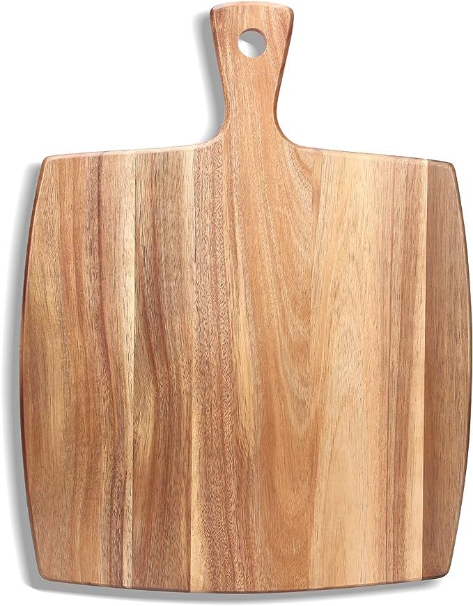 Large Wood Cutting Board with Handle 17" x 13" Big Wooden Charcuterie Boards Butcher Block Acacia... | Amazon (US)