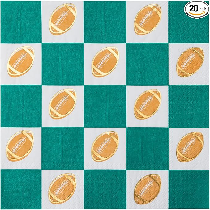 Bonjour Fête Football & Green Checker Paper Party Large Napkins | Premium Party Supplies | Game ... | Amazon (US)