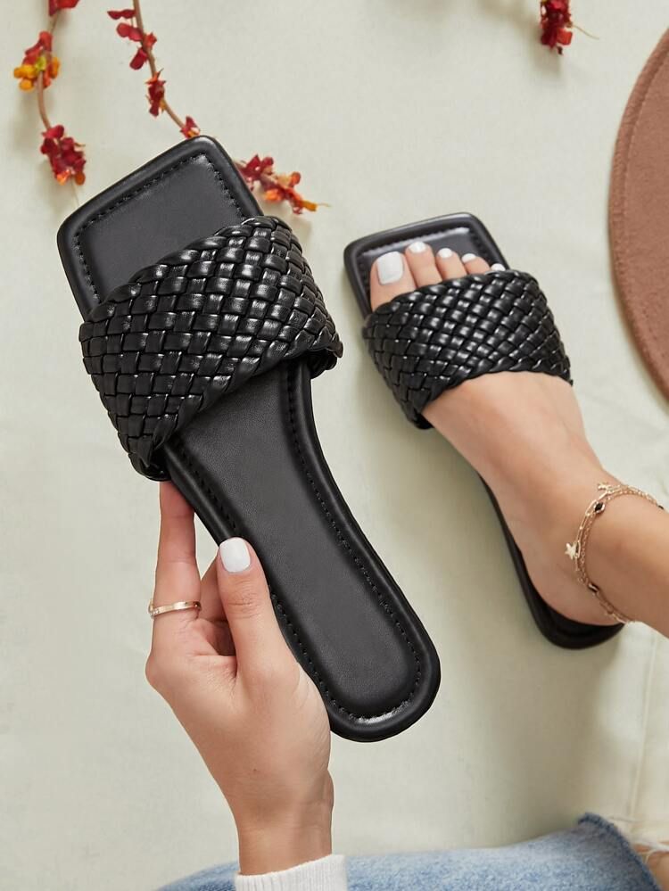 Braided Faux Leather Slipper Sandals | SHEIN