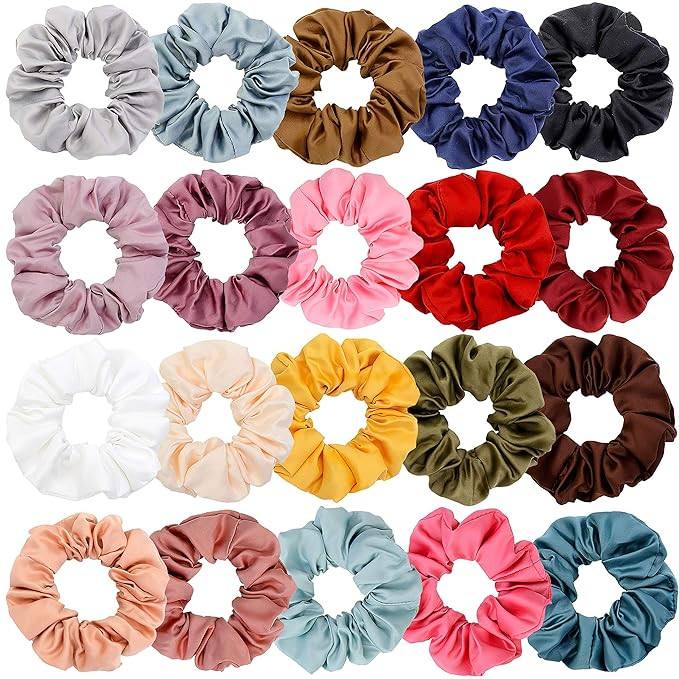 Chloven 20 Colors Large Satin Hair Scrunchies Elastic Hair Bobbles Ponytail Holder Hair Scrunchy ... | Amazon (US)