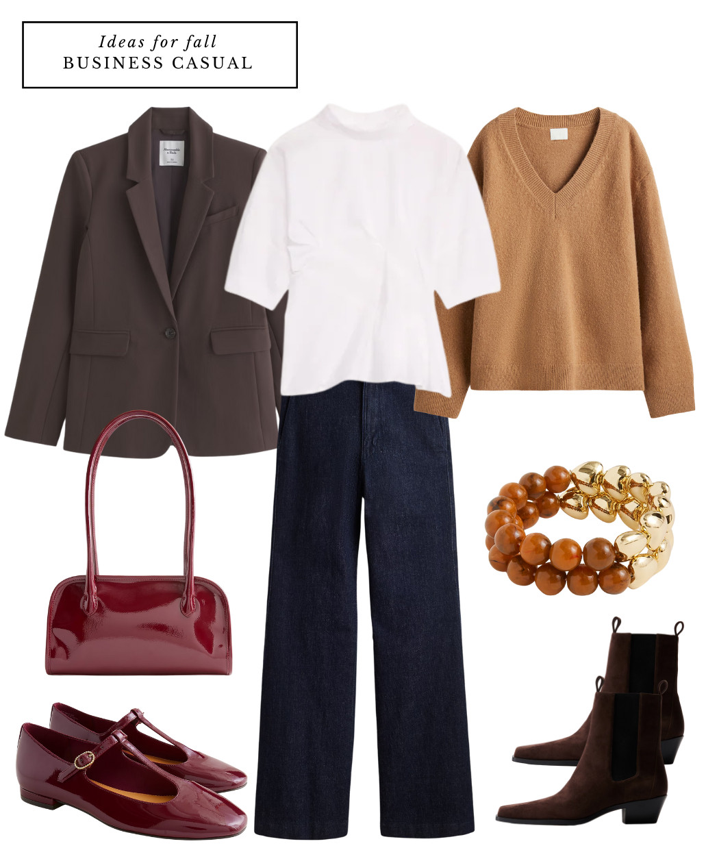 Business outfit, business casual, work wear, professional outfit // blazer, white top, blouse, sweater, shoulder bag, handbag, Mary Jane flats, flat shoes, short boots, bootie, bracelet, dark jeans, dressy jeans  

 #LTKworkwear #LTKstyletip #LTKdatenight
