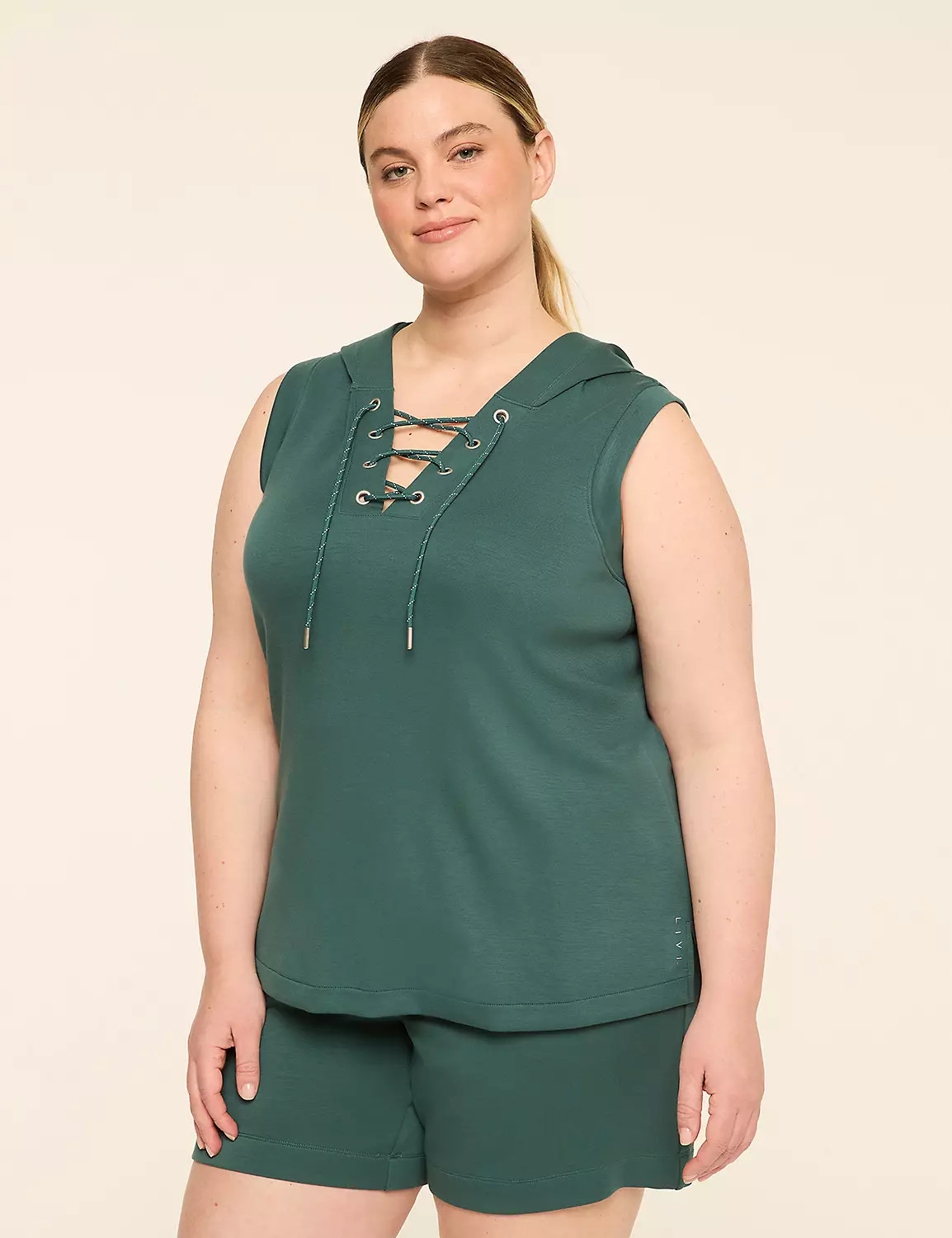 LIVI Journey Lace-Up Hooded Tank | LaneBryant | Lane Bryant (US)