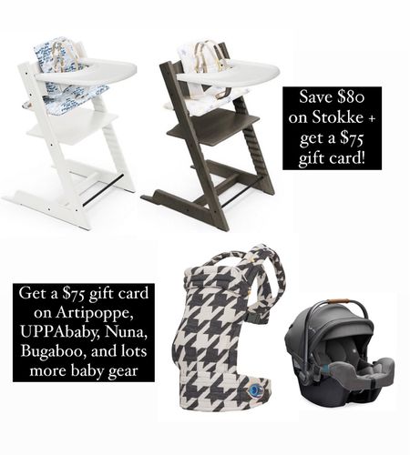 The stokke Tripp trap high chair bundles in the image are now sold out, but I linked another retailer that has them at a great discount. The discount is actually better than advertised because these are prior year retail prices. 

Saks is also having an Amazing Black Friday deal in general - get a $75 gift card with a $150 purchase, and have tons of baby gear 

#LTKCyberweek #LTKkids #LTKGiftGuide