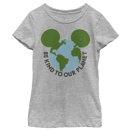 Girl s Mickey & Friends Mickey Mouse Be Kind to Our Planet Graphic Tee Athletic Heather X Small | Walmart (US)
