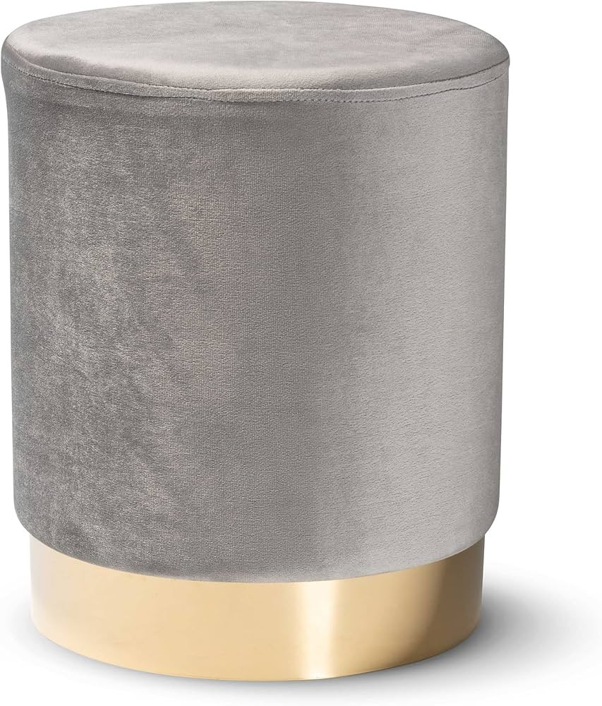 Baxton Studio Chaela Ottomans, Grey/Gold | Amazon (US)