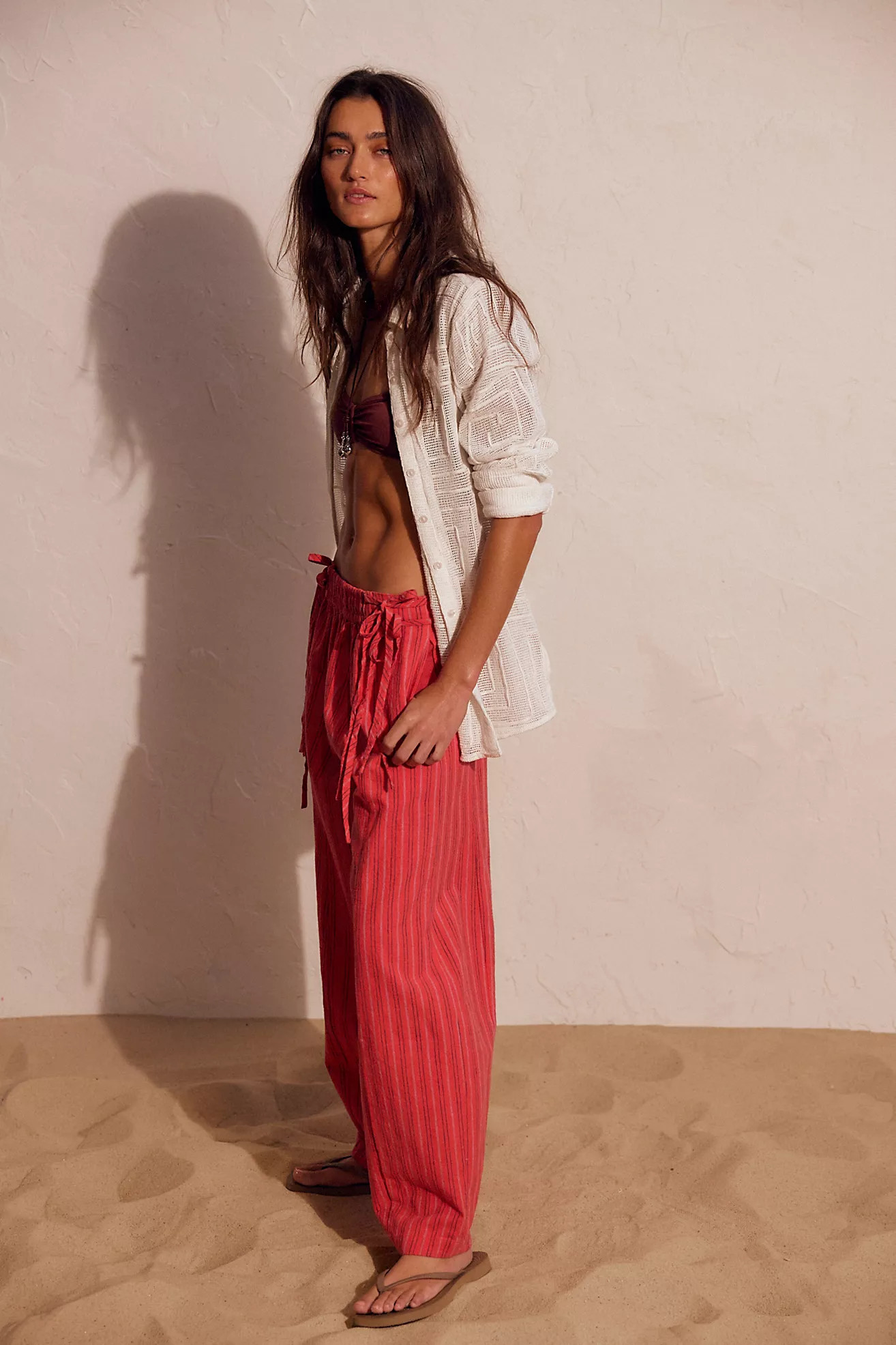 Sun Dazed Cotton-Linen Striped Pants | Free People (Global - UK&FR Excluded)