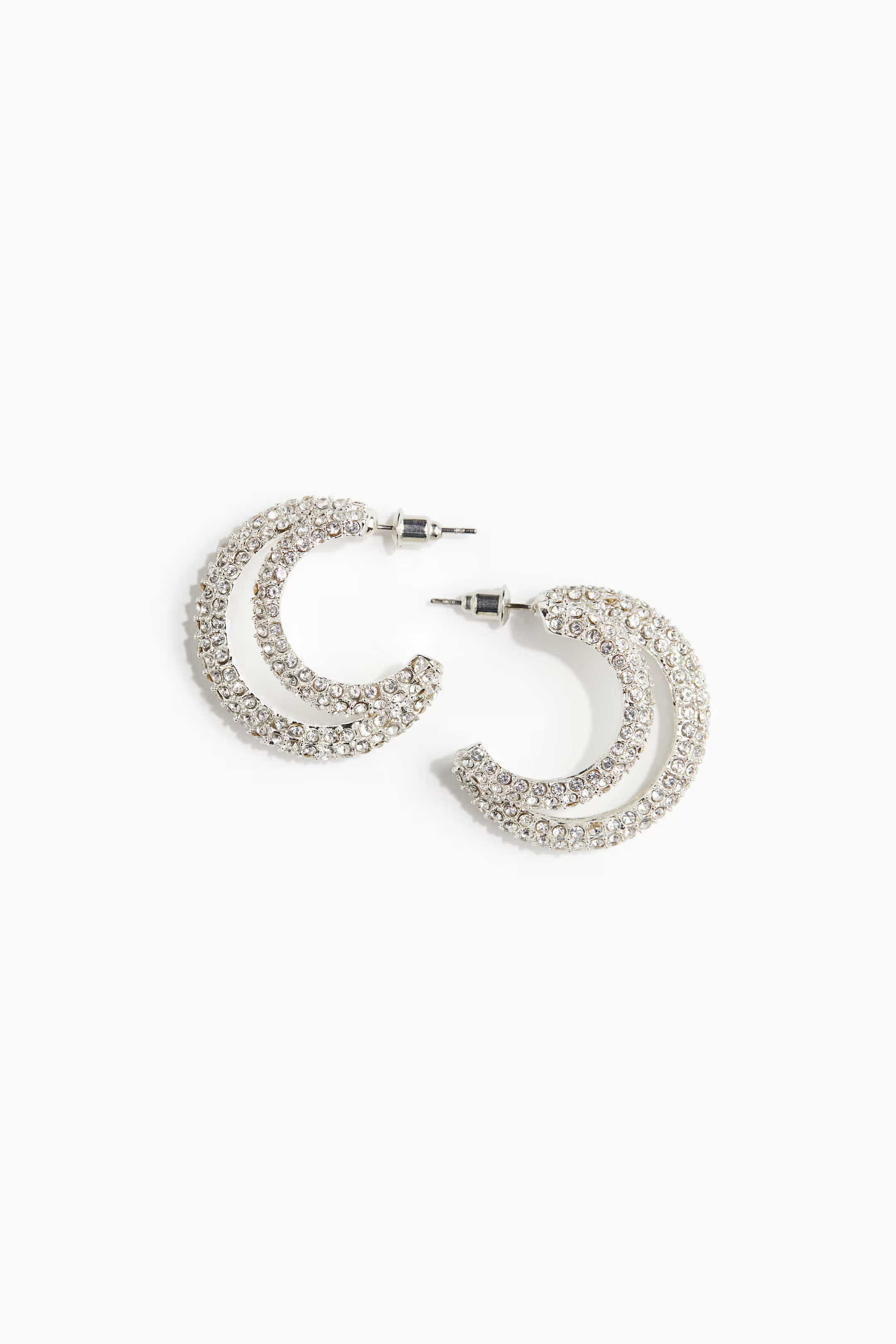 Rhinestone-Embellished Hoop Earrings | H&M (US + CA)
