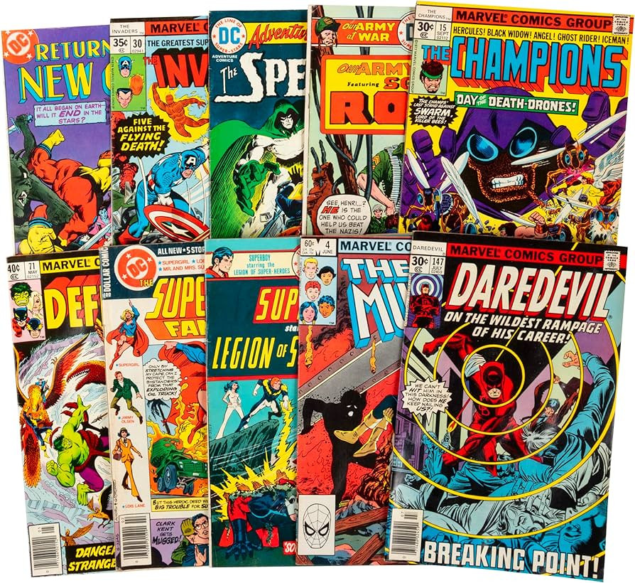Vintage Comic Book Value Gift Set- 10 Different DC Marvel Indy Comics- Each a Minimum of 40+ Year... | Amazon (US)