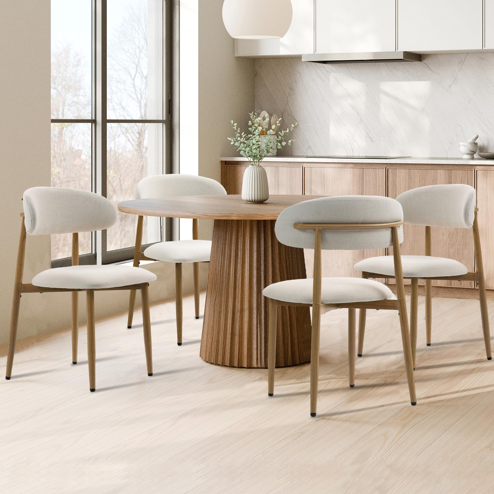 UVV Dining Chairs Set of 4, Metal Kitchen Chairs with Modern Fabric Upholstered for Dining Room, ... | Amazon (US)