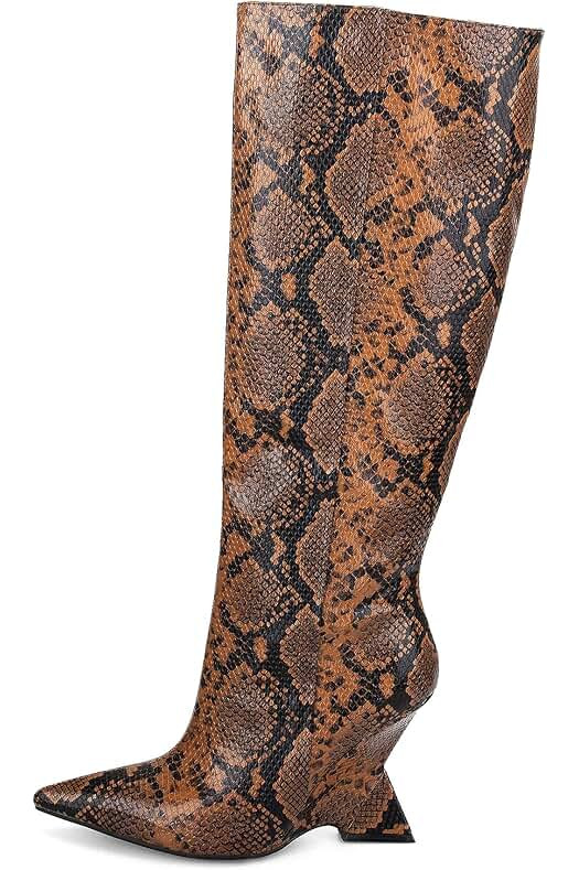 Snake Print Knew High Boots | Amazon (US)