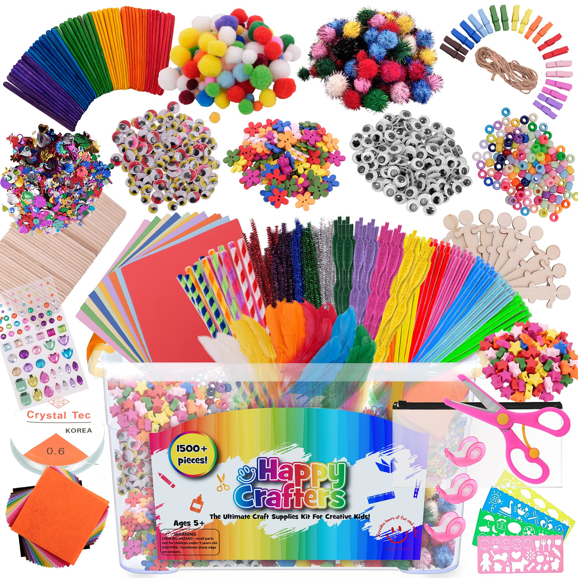 Arts and Crafts Supplies Kit for Kids- 1500+ Piece Box of Crafting Supplies for Girls & Boys Age 4 5 | Amazon (US)