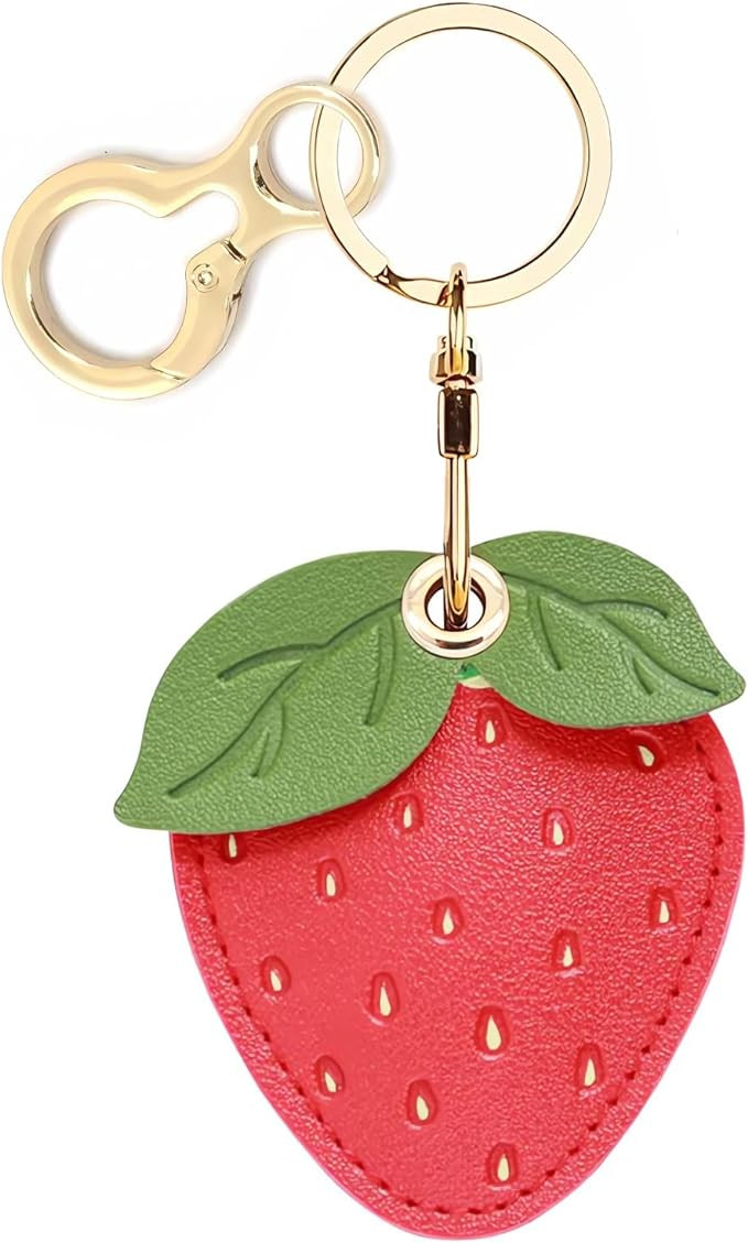 Leather Keychain Holder Case Compatible with Apple AirTag, Cute Protective Air Tag Cover with Key... | Amazon (US)
